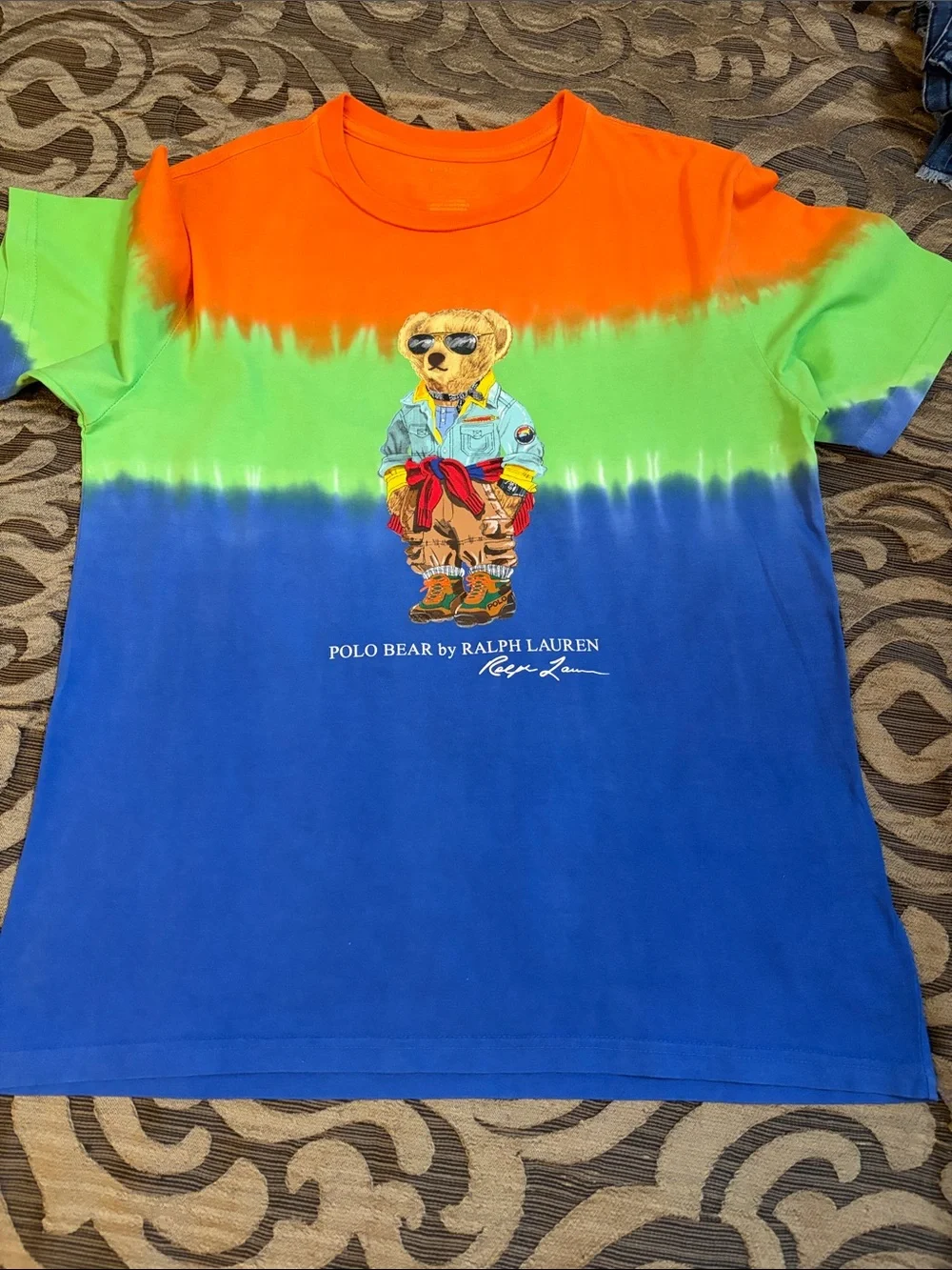 Ralph Lauren Tie-Dye Polo Bear Tee & Shorts set - Orange, Green, Blue